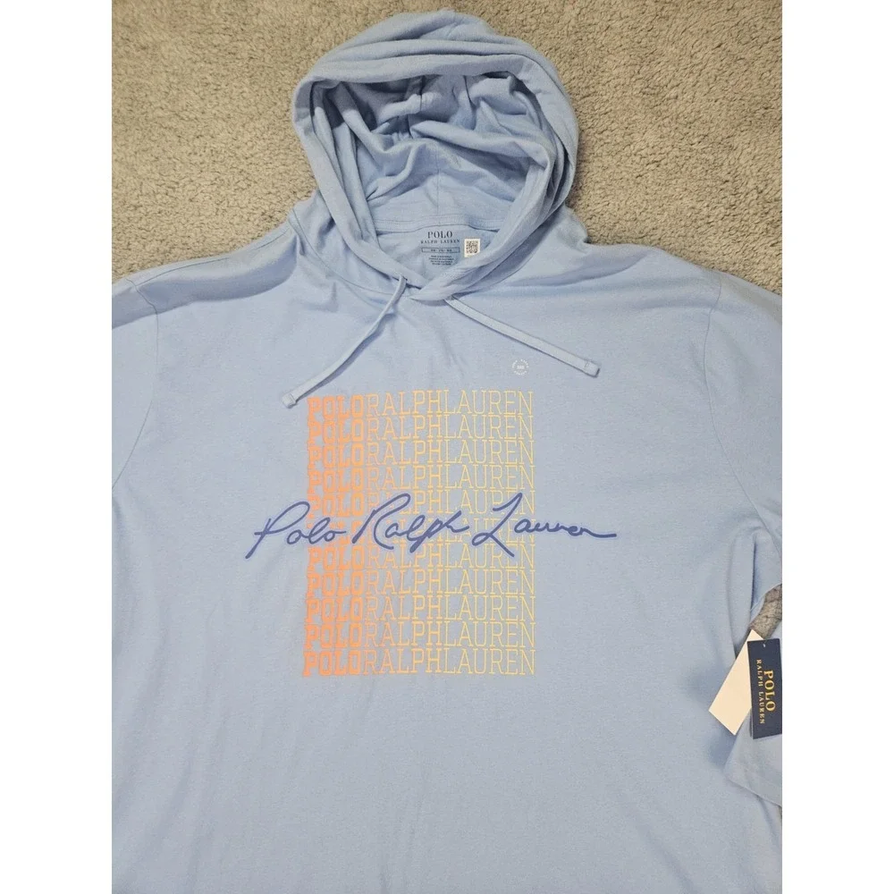 Polo Ralph Lauren Hoodie 3XB Blue Graphic Logo Print Shop Big & Tall NWT
